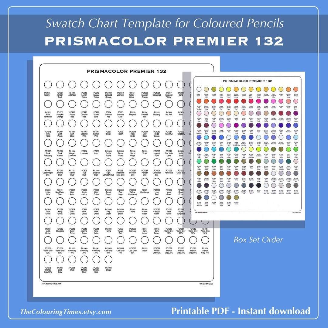 132 Prismacolor Premier Swatch PDF Printable Palette Prismatic Chart For Prisma Pencil Set Digital Template By TCT Etsy 132 Prismacolor Premier Swatch PDF Printable Palette Prismatic Chart For Prisma Pencil Set Digital Template By TCT Etsy