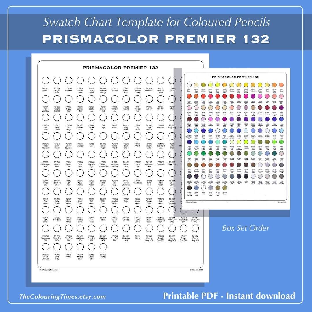 132 Prismacolor Premier Swatch PDF Printable Palette Prismatic Chart For Prisma Pencil Set Digital Template By TCT Etsy 132 Prismacolor Premier Swatch PDF Printable Palette Prismatic Chart For Prisma Pencil Set Digital Template By TCT Etsy