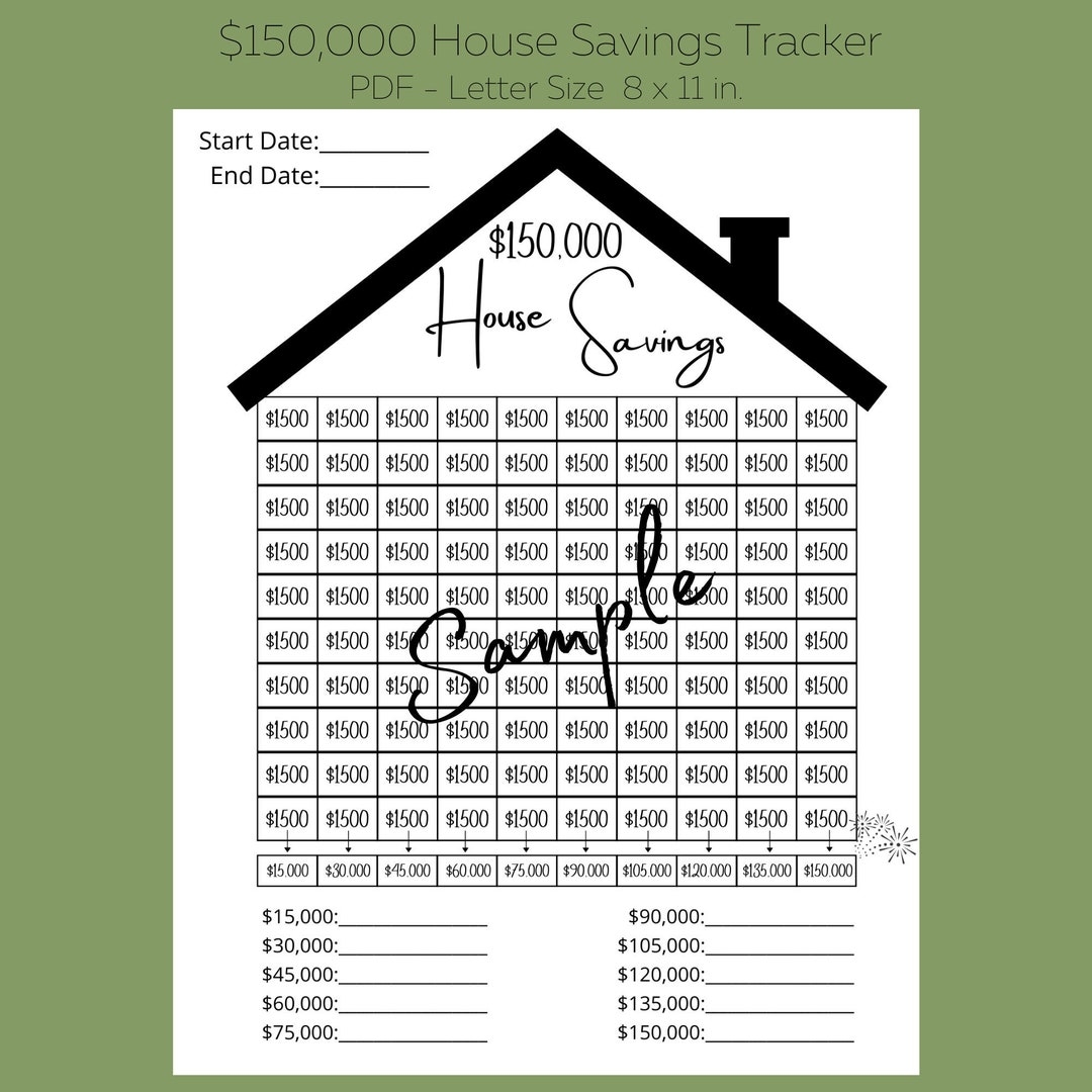 150k House Savings Tracker Printable Savings Goal New House Tracker 150 000 House Tracker Planner Etsy