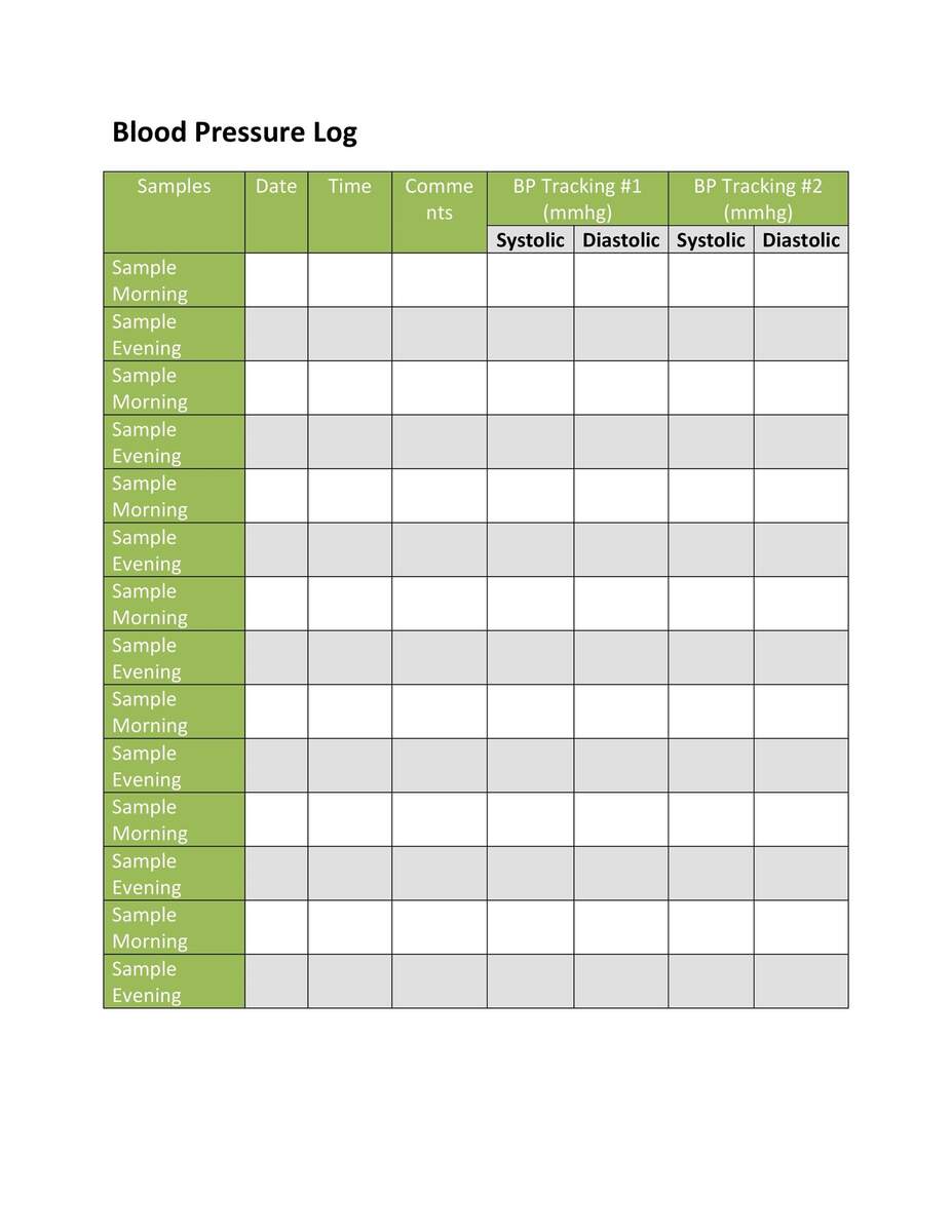 30 Printable Blood Pressure Log Templates TemplateLab