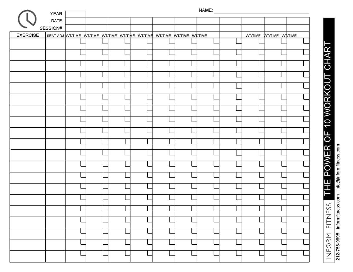 46 Printable Exercise Charts 100 Free TemplateLab