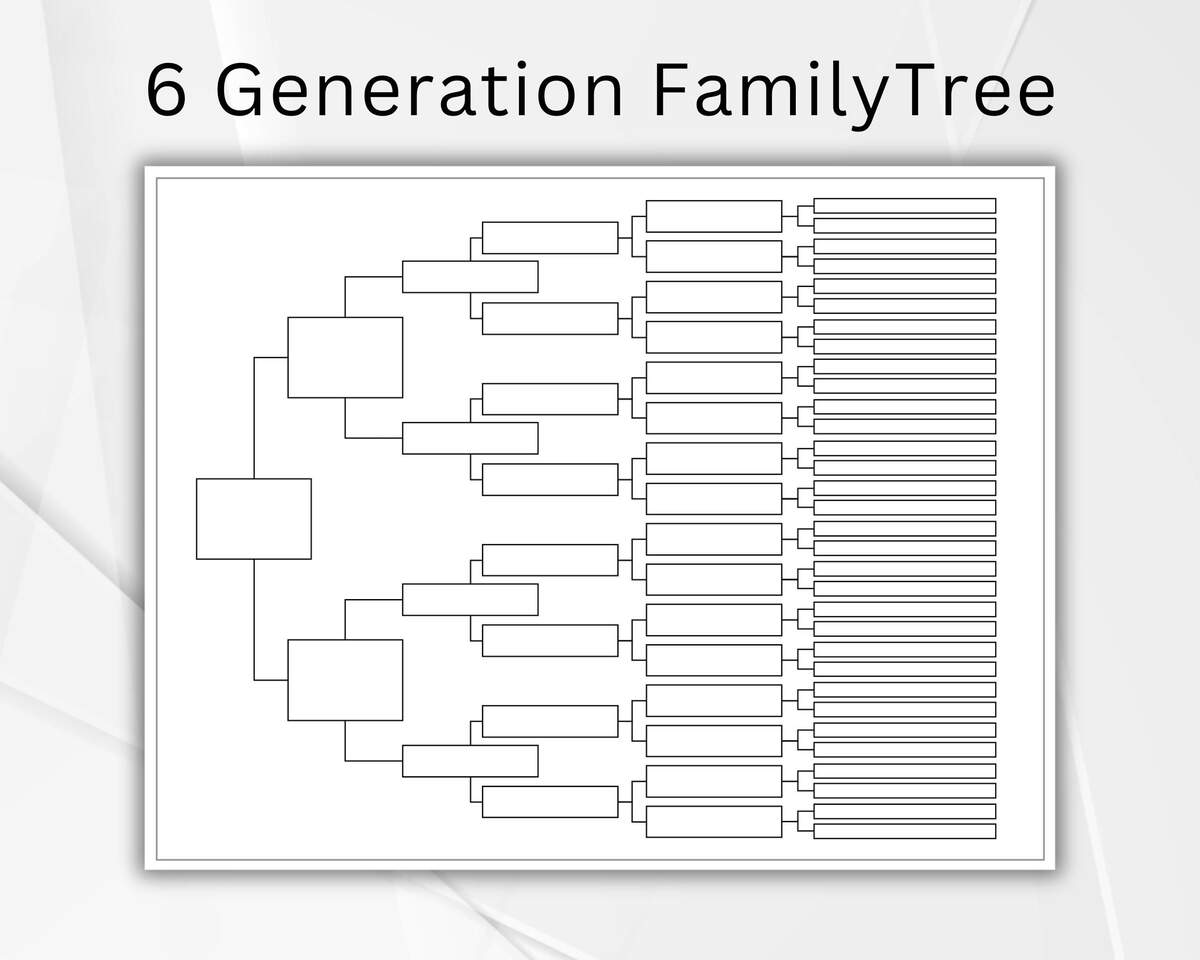 6 Generations Family Tree Chart Genealogy Pedigree Template Printable Ancestry Tree Family History Chart Instant Download PDF Etsy