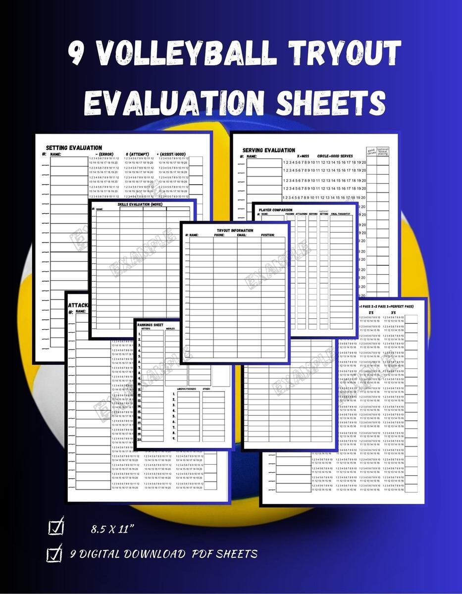 9 Volleyball Tryout Evaluation Sheets 8 5x11 Digital Download Passing Attacking Serving Setting Stat Evaluation Sheets Pdf Etsy Volleyball Tryout Evaluation Form Fill Out Sign Online And Download PDF Templateroller