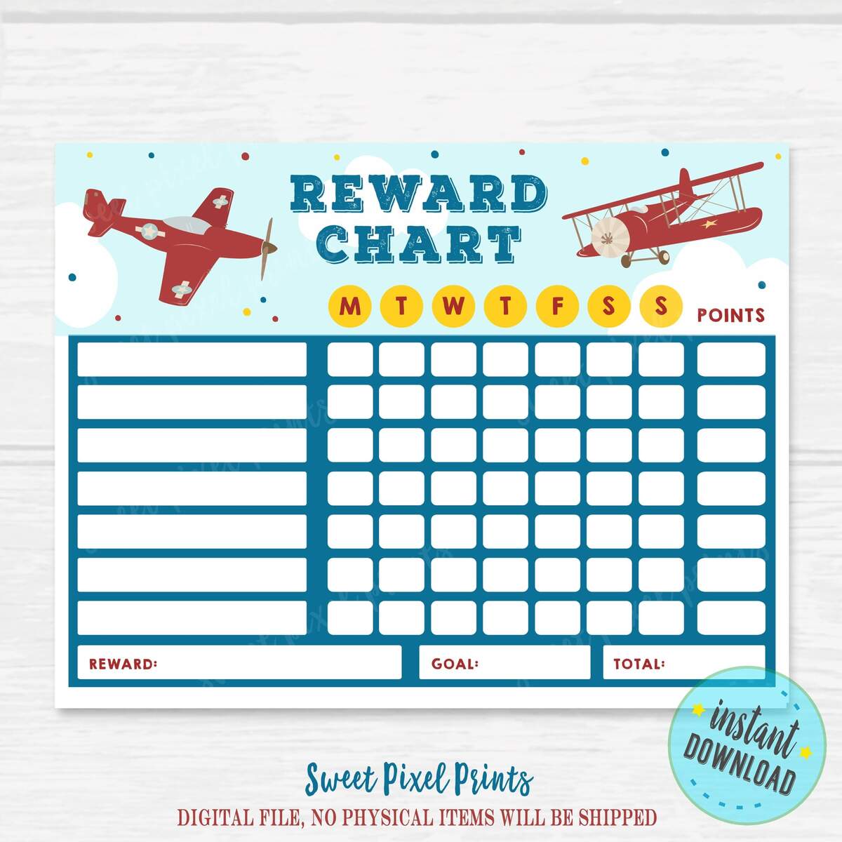 Airplane Chore Chart For Kids Printable Reward Chart Motivation Tracker Instant Download Etsy Australia