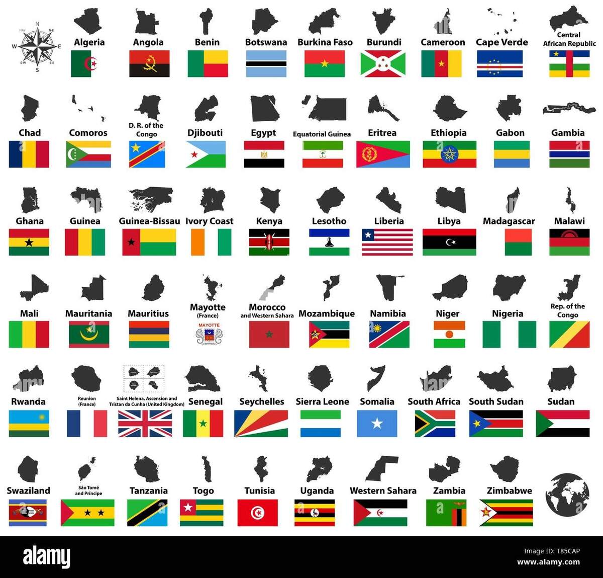 All Vector High Detailed Maps And Flags Of African Countries Arranged In Alphabetical Order Stock Vector Image Art Alamy