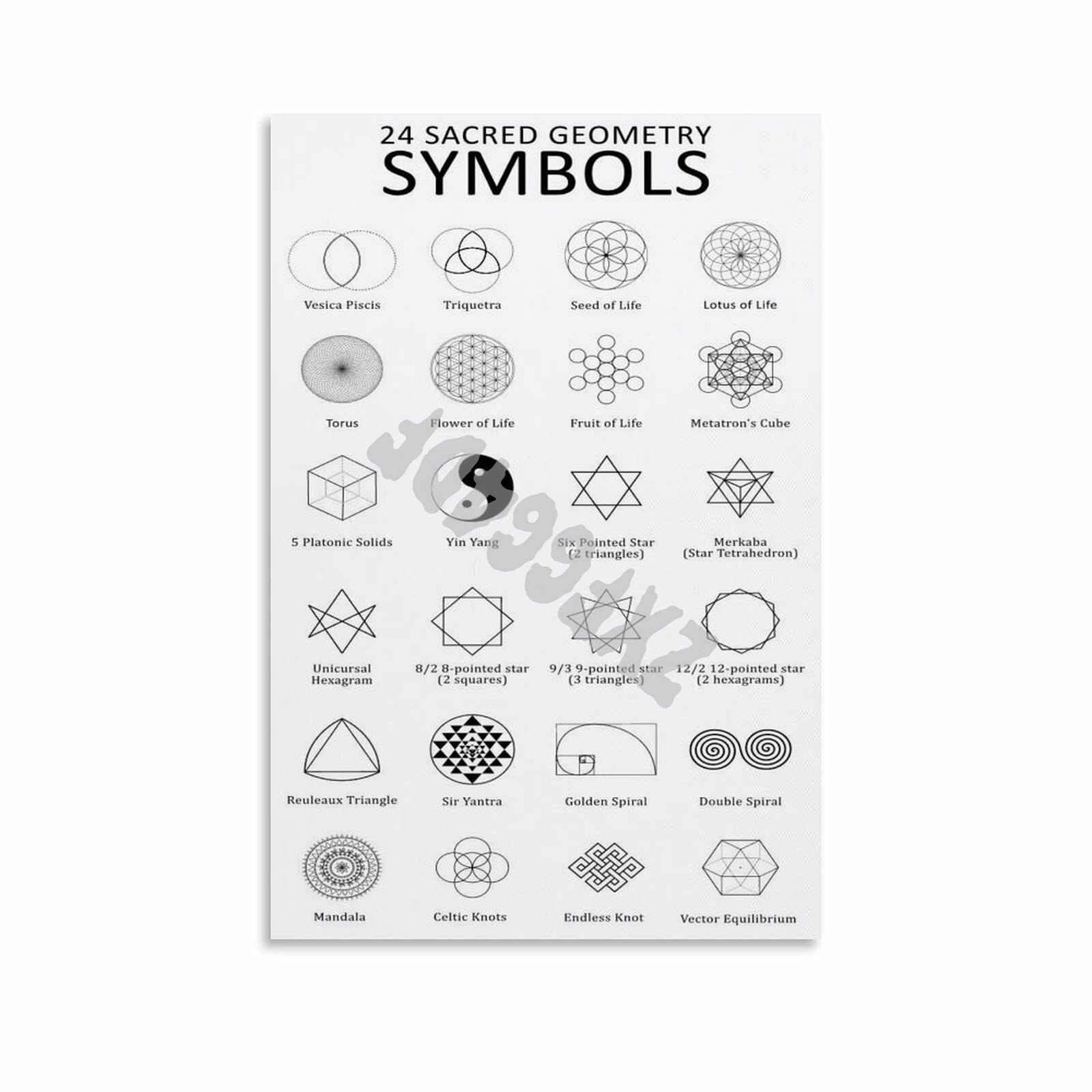 Amazon 24 Sacred Geometry Symbols Poster Black History Classroom Chart Canvas Painting For Living Room Bedroom Decor 16x24inch 40x60cm Unframe Style Posters Prints