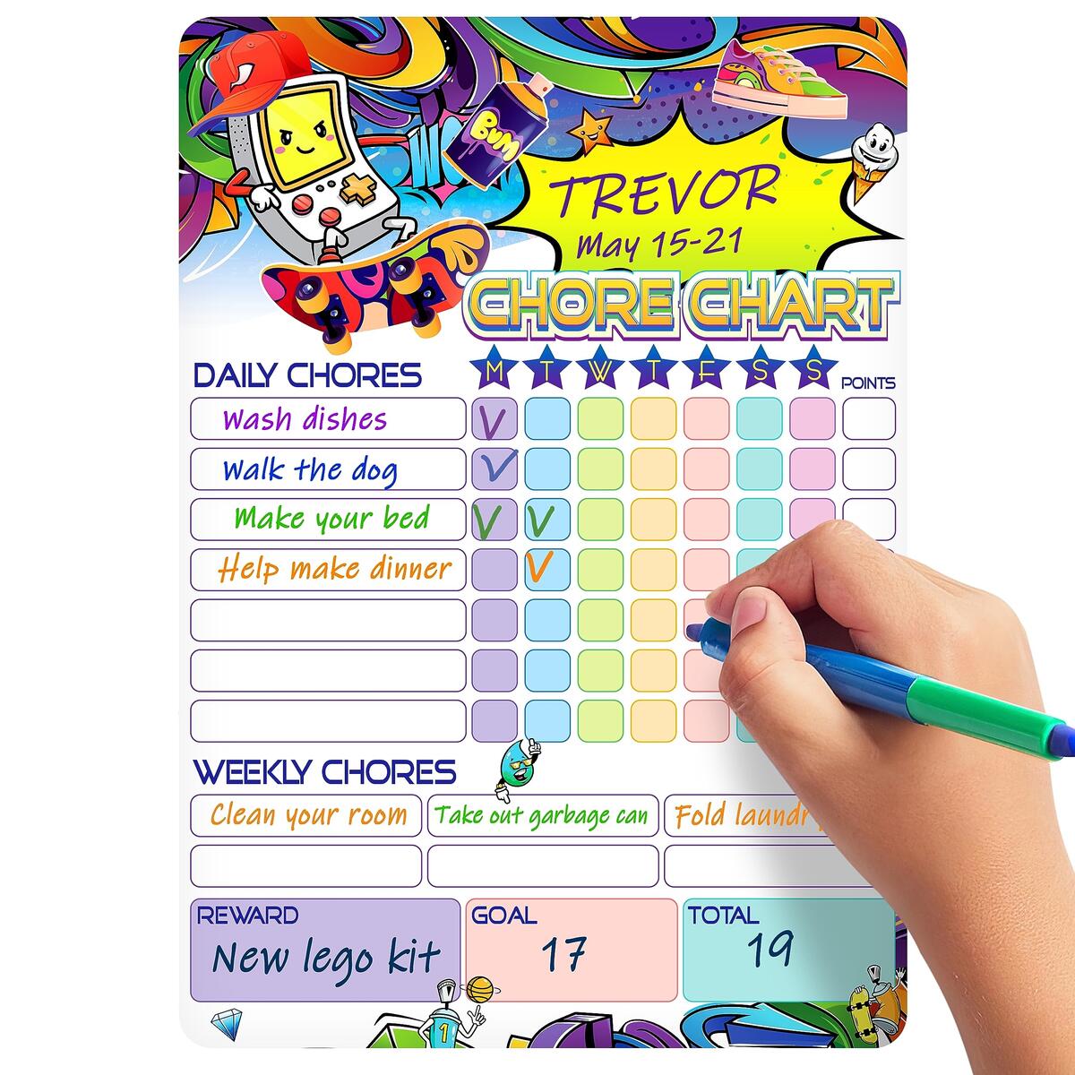 Amazon Magnetic Chore Chart For Kids 8 5x12 Dry Erase Worksheets Library Laneyspopshop Etsy Ireland