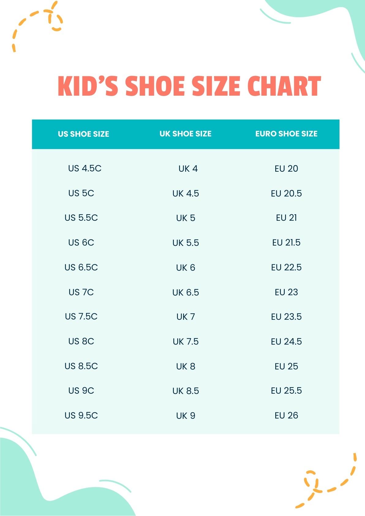 Best European Shoe Size Chart For Toddlers Factory Sale