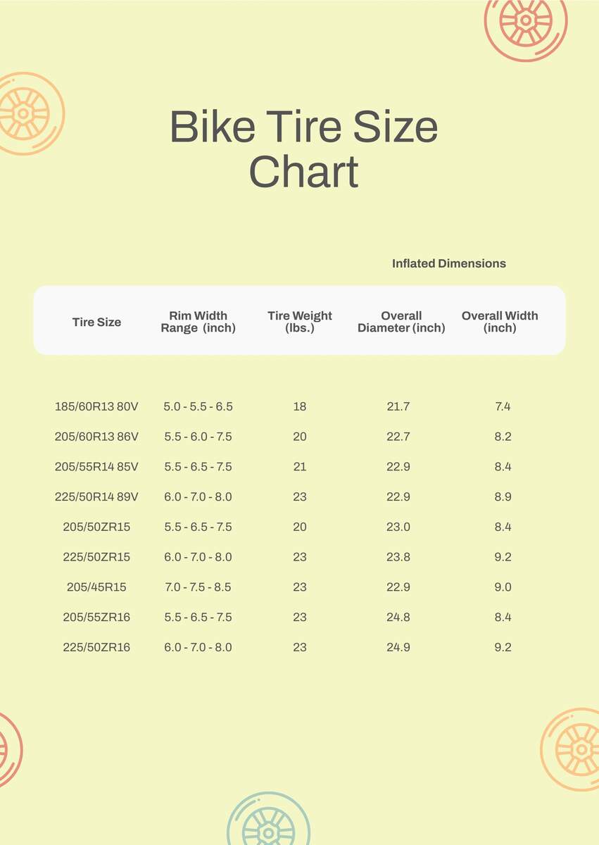 Bike Tire Size Chart In PDF Download Template Bike Tire Size Chart In PDF Download Template