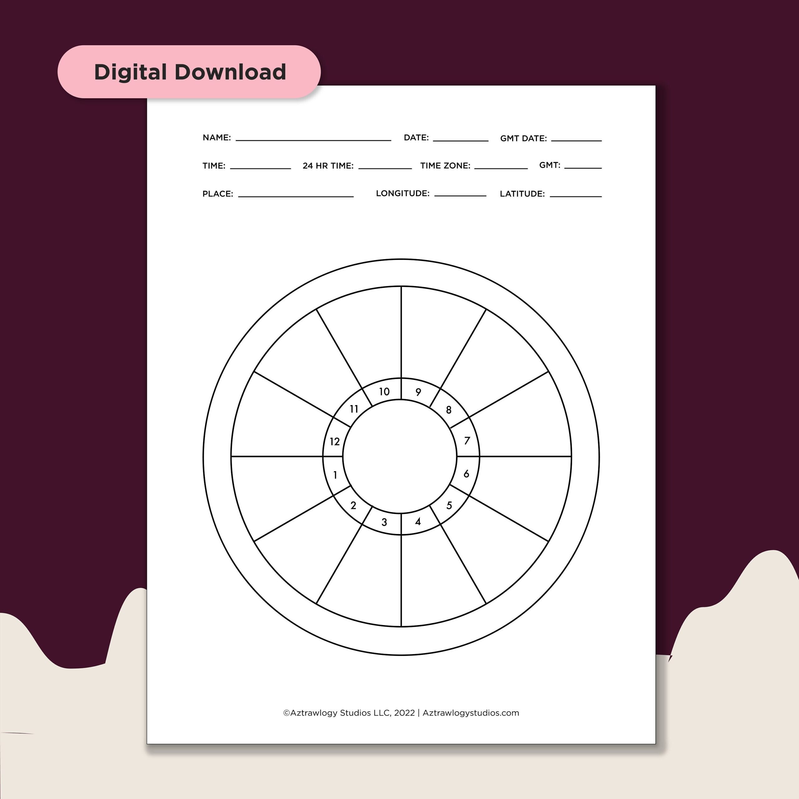 Blank Astrology Chart Digital Download Etsy Blank Astrology Chart Digital Download Etsy
