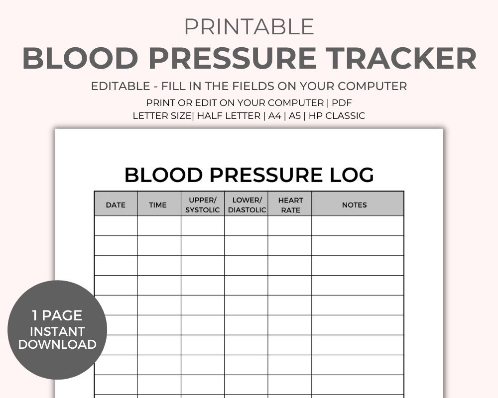 Free Blood Pressure Chart And Printable Blood Pressure Log