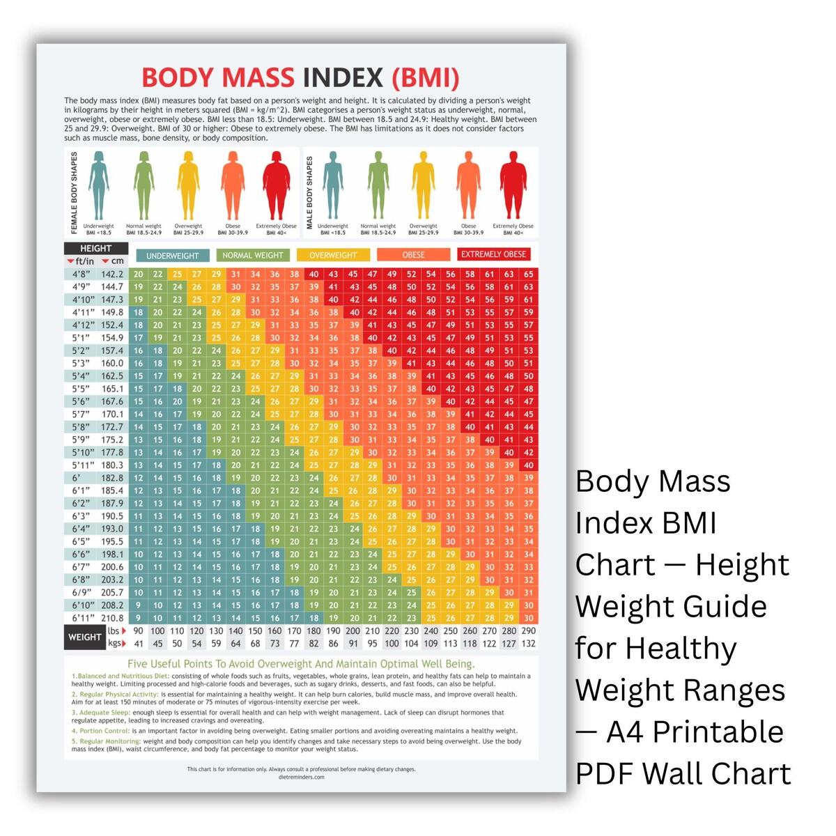 BMI Chart Height Weight Guide Printable A4 PDF Etsy Finland BMI Chart Height Weight Guide Printable A4 PDF Etsy Finland