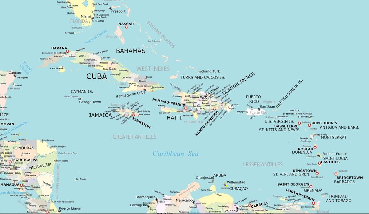 Caribbean Map Collection Printable GIS Geography