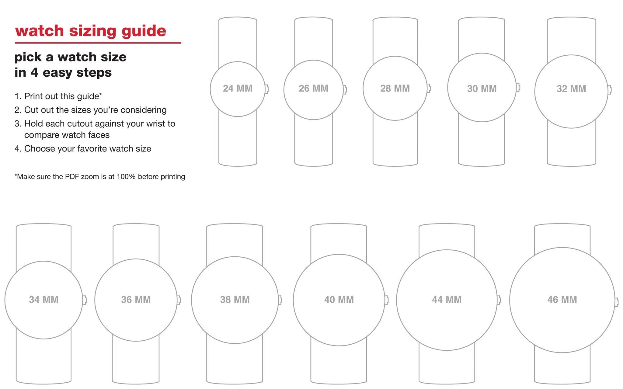 Chart 32 Mm Watch Size Watch Series Watch Size Chart Printable Watch Size Guide Clearance
