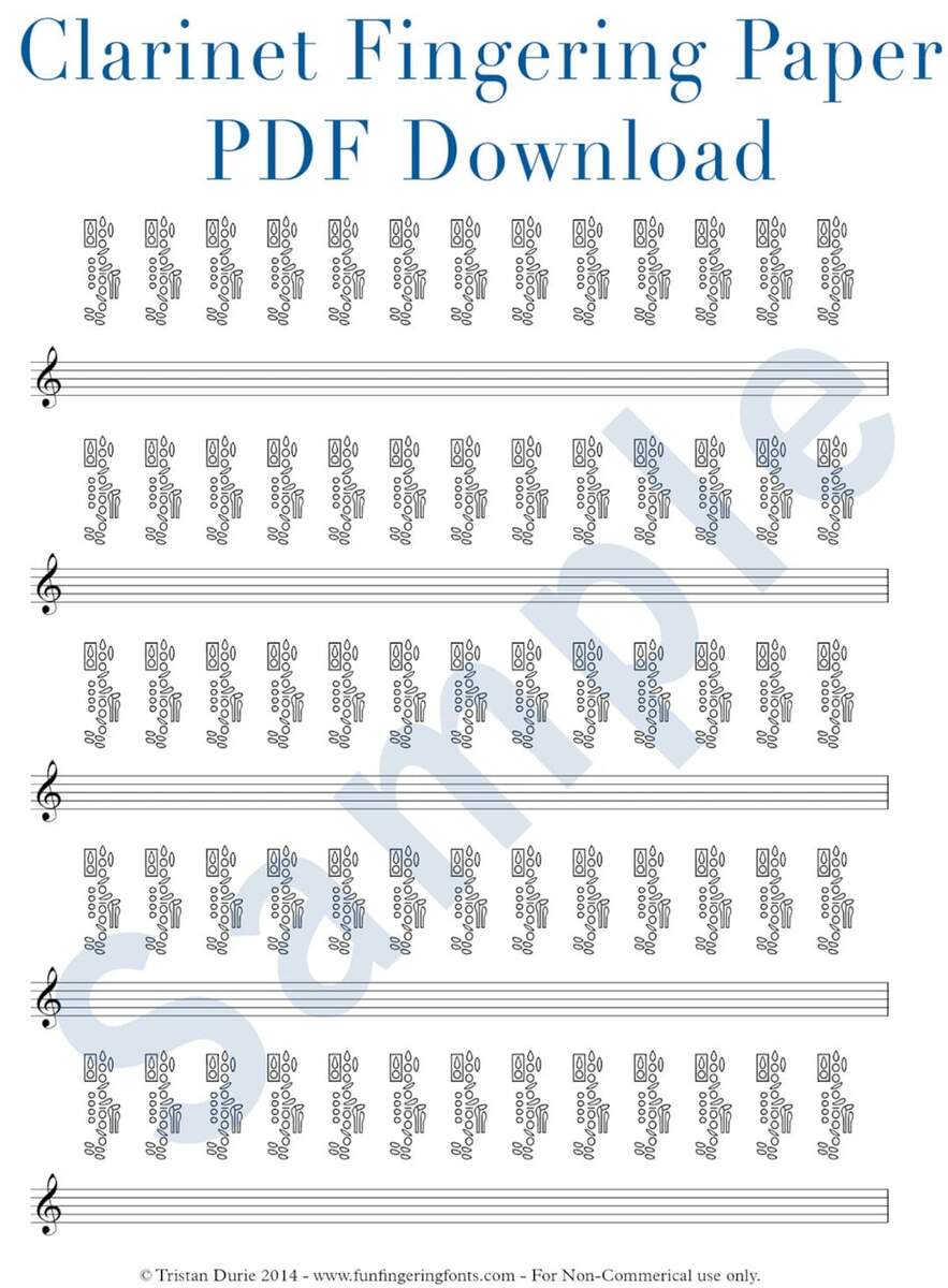 Clarinet Fingering Paper Download And Printable PDF Great For Clarinetists And Teachers Etsy