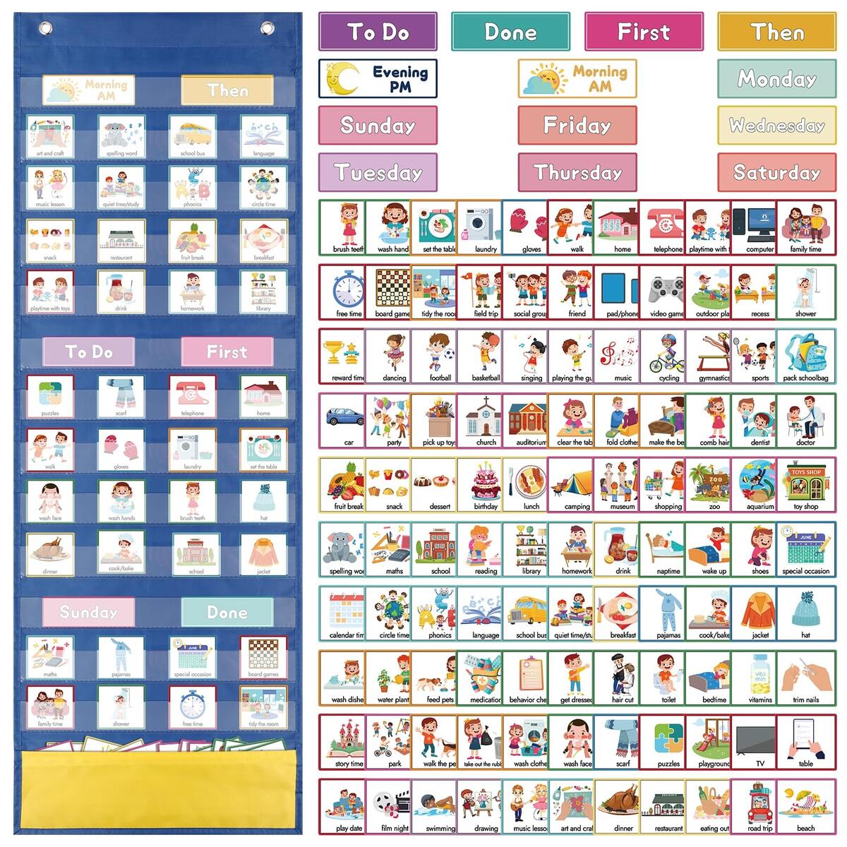 Daily Routine Chart For Kids Visual Schedule Routine Chart With Pecs Cards To Support Communiation For Children Toddlers Autism ADHD Downs Syndrome Dementia School Printables Free PDF