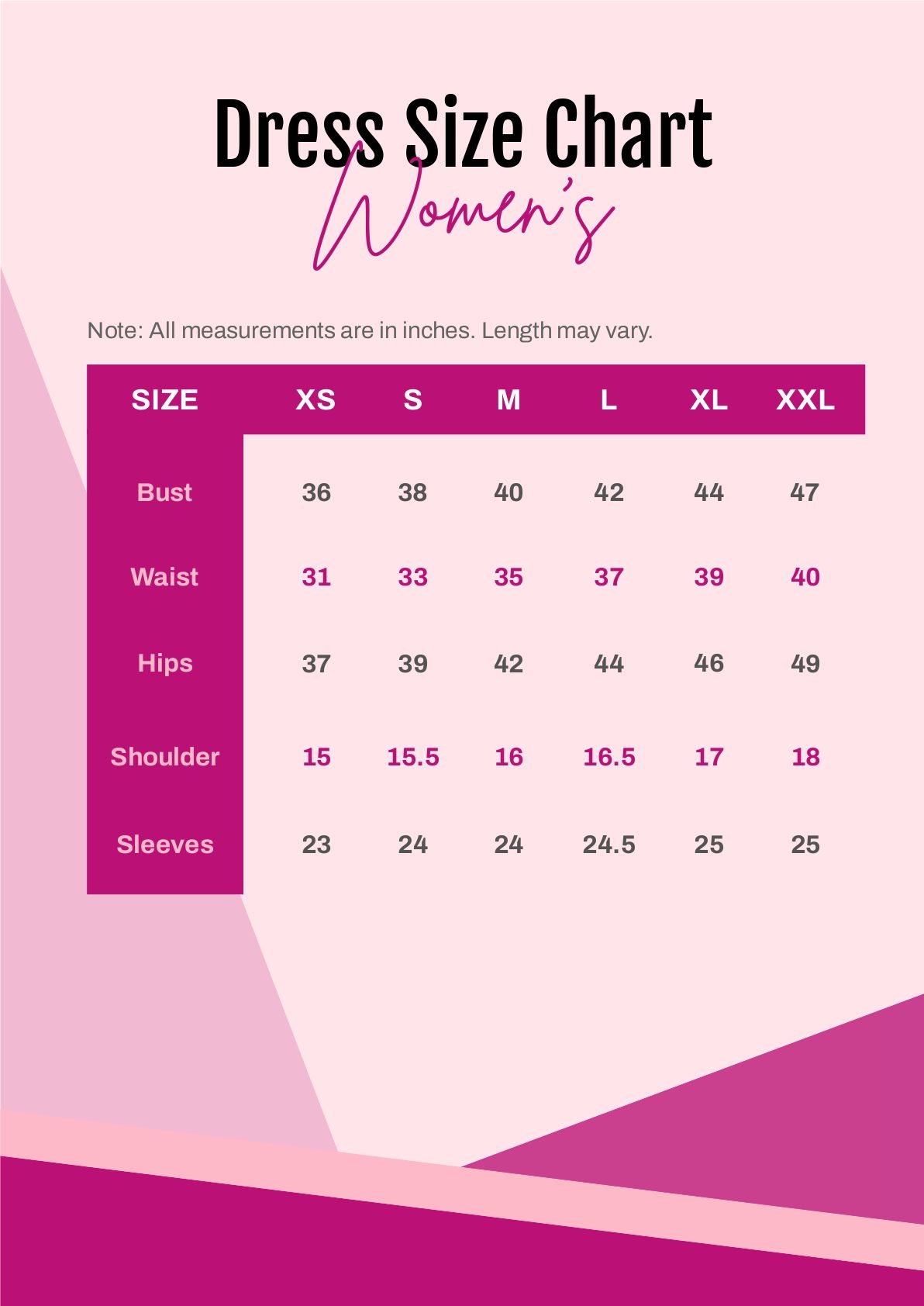 Dress Size Chart Women S In PDF Download Template Dress Size Chart Women S In PDF Download Template