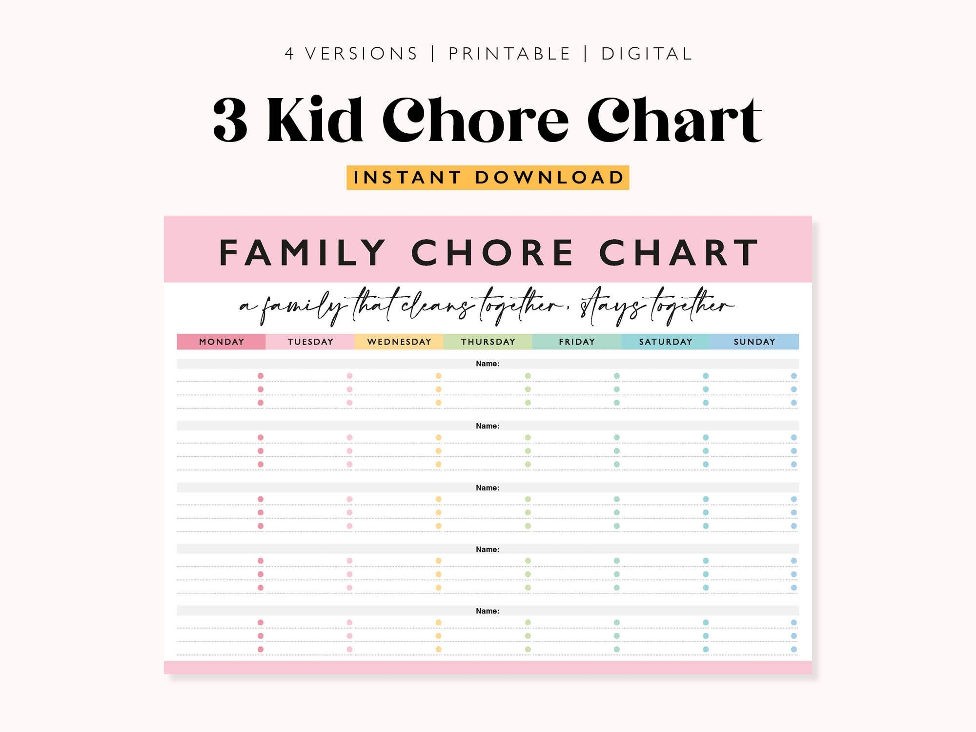 Editable Chore Chart Family Organizer 3 Kids Printable PDF Etsy Israel Chore Chart For 3 Kids Family Chore Chart Kids Chore Chart Family Chores Responsibility Chart Routine Chart Chore Chart Family Etsy