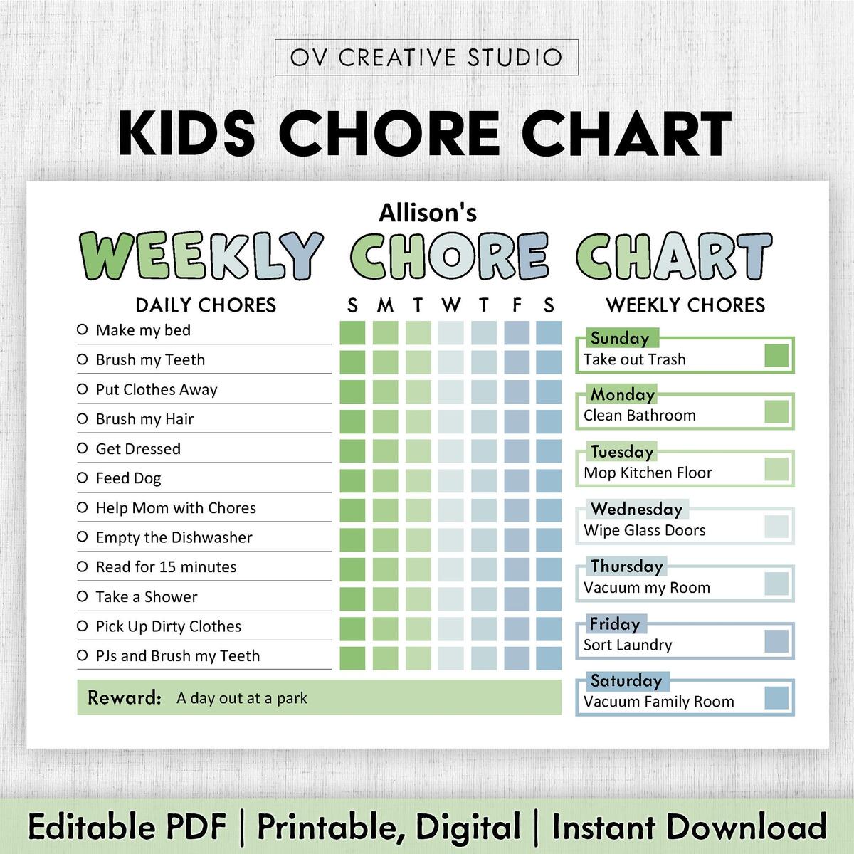 Editable Chore Chart For Kids Printable Kids Daily Weekly Responsibility Chart Kids Chore List Kids Daily Routine Checklist PDF Etsy Sweden