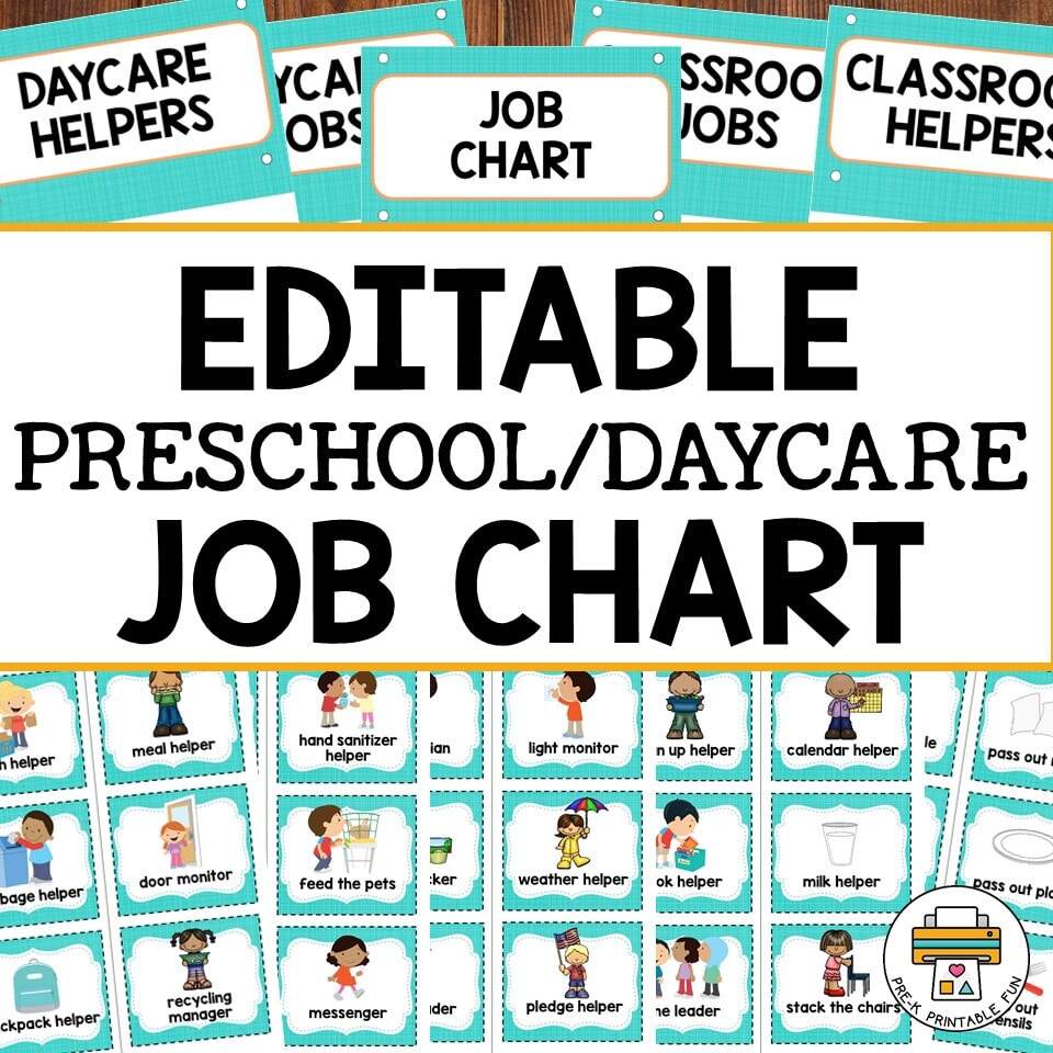 Editable Preschool Job Chart CLASSROOM JOB IDEAS Your Therapy Source