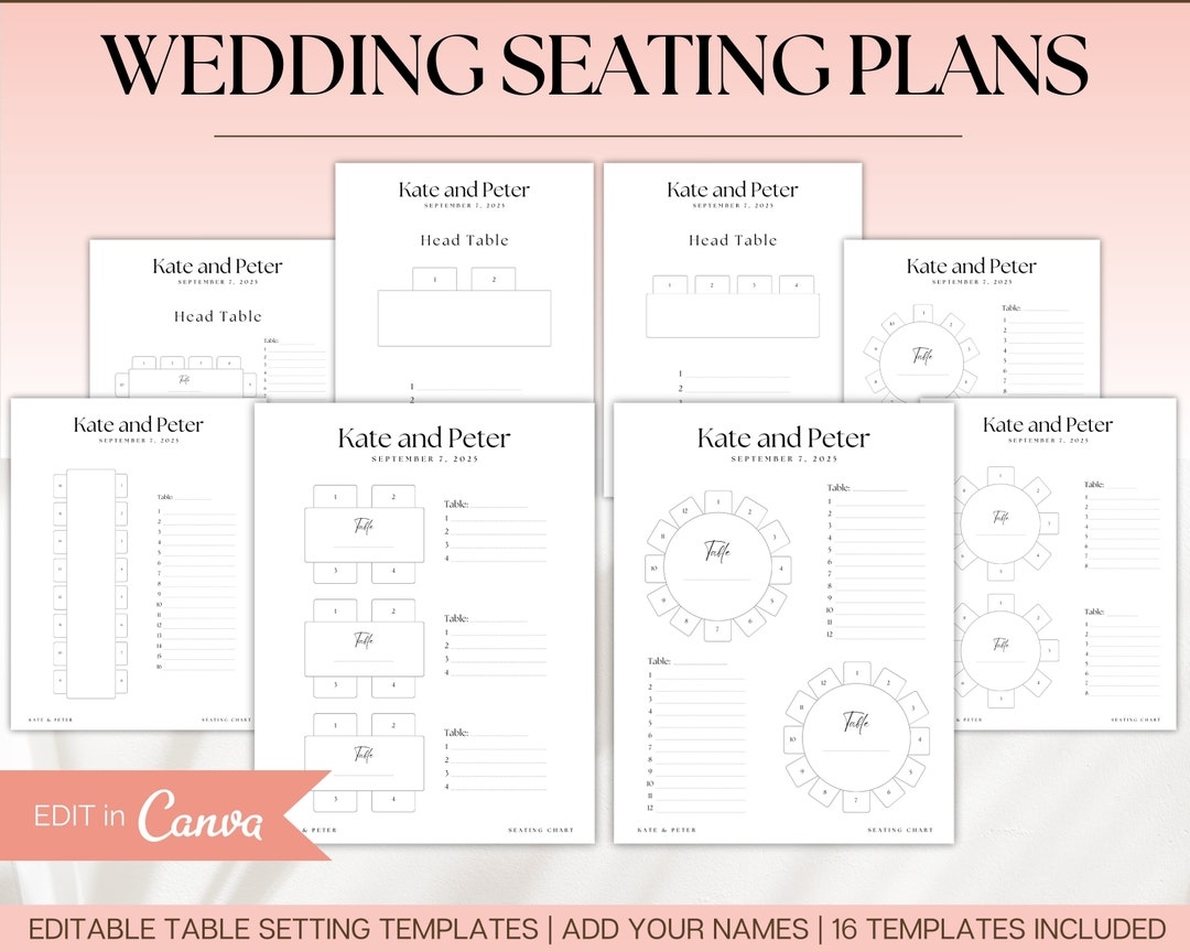 EDITABLE Wedding Seating Chart Templates Round Rectangle Tables Head Table Seating Arrangement Wedding Planner Seat Map Reception Etsy Free Table Seating Plan Templates