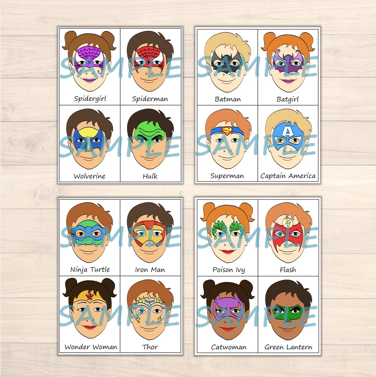 Face Paint Menu Printable Cartoon Kids Choice Face Painting Pack Of 16 Superheroes Half Face Or Partial Face Designs Digital Download Etsy Face Paint Menu Printable Cartoon Kids Choice Face Painting Pack Of 16 Superheroes Half Face Or Partial Face Designs Digital Download Etsy