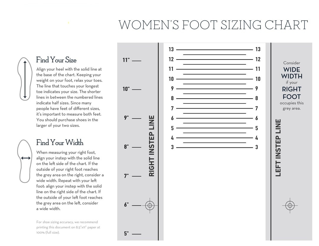 Foot Size Chart Women Men Kids Shoe Sizes Digital Download Etsy Finland