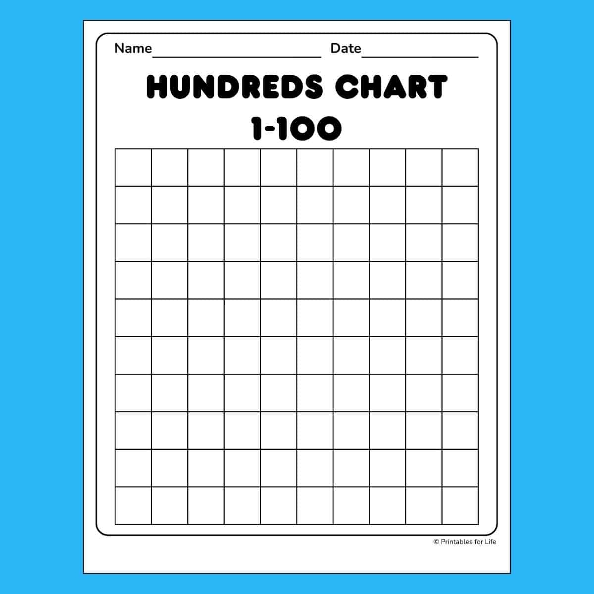 Free Blank Hundreds Chart Printable PDF Blank Hundreds Chart Math Digital Printable Etsy Finland