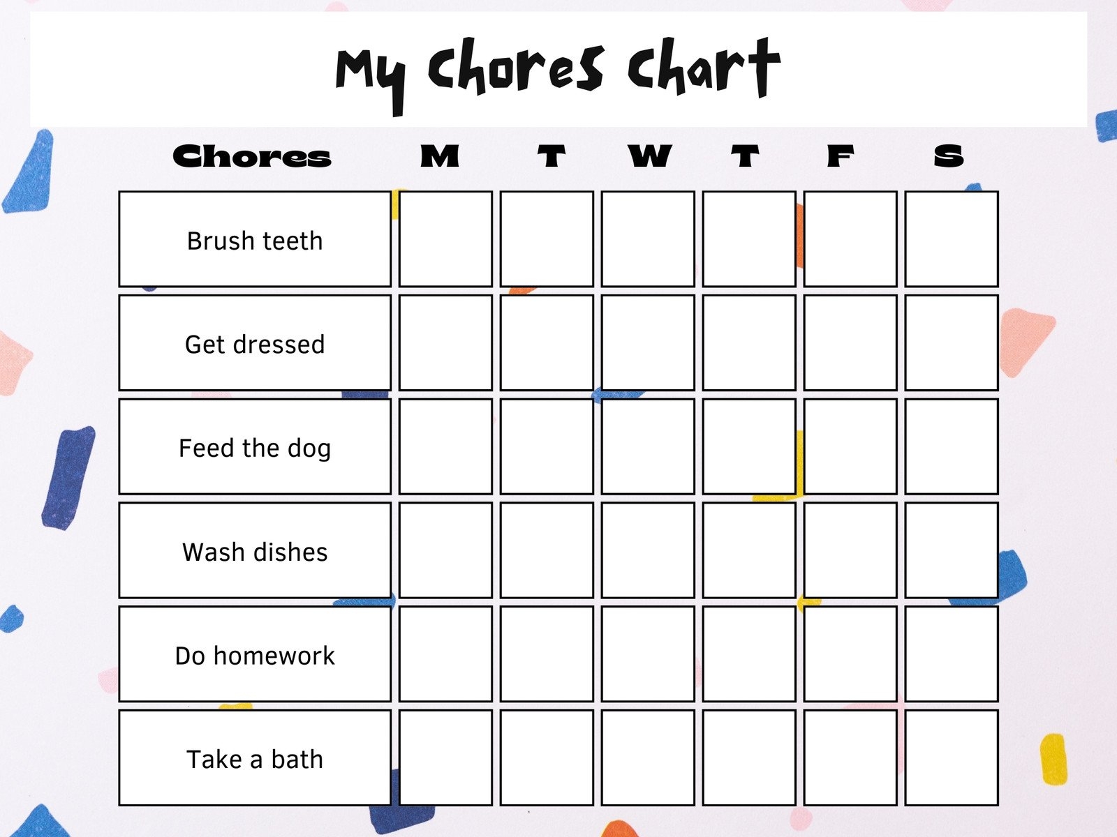 Free Printable Weekly Chore Charts Paper Trail Design