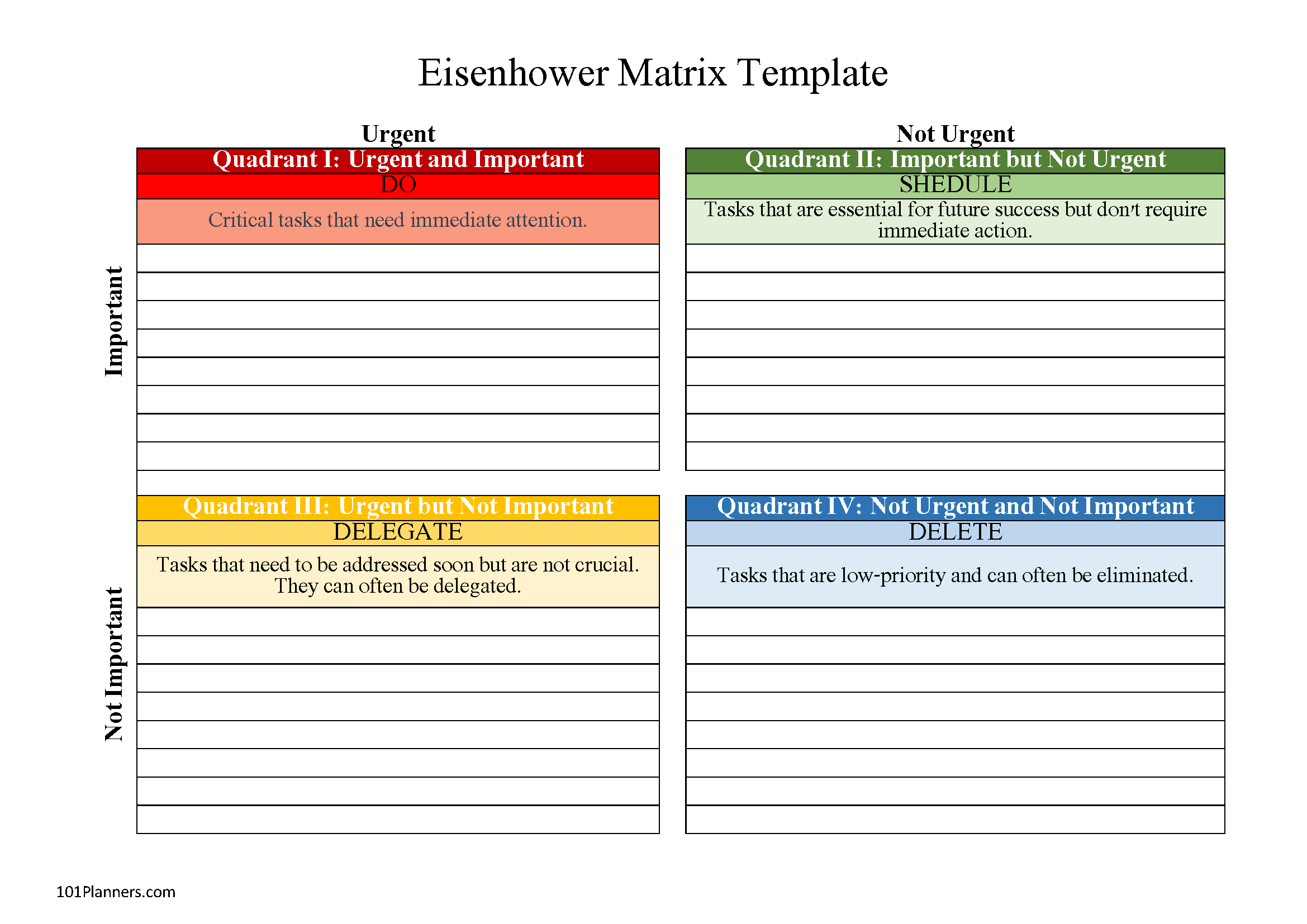 FREE Eisenhower Matrix Template Instant Download