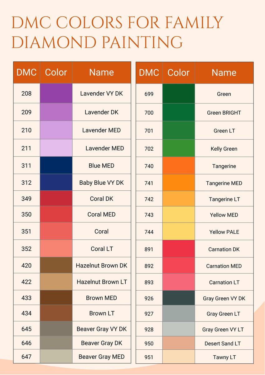 Free Family Diamond Painting Dmc Color Chart In Illustrator PDF Download Template Free Family Diamond Painting Dmc Color Chart In Illustrator PDF Download Template