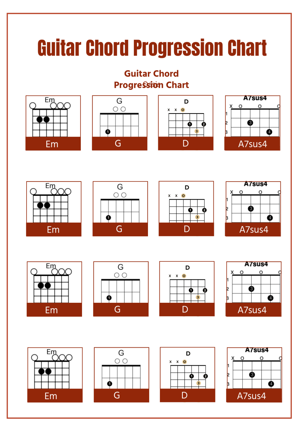 Free Guitar Chord Progression Chart Template To Edit Online