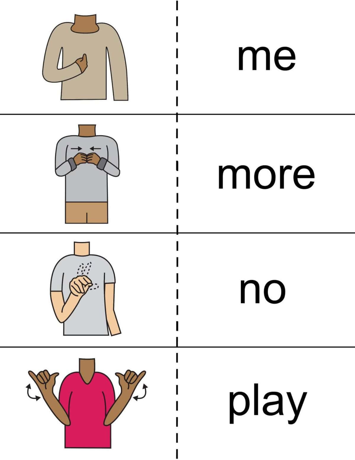 Free PDF Flashcards 50 Common Sign Language Words