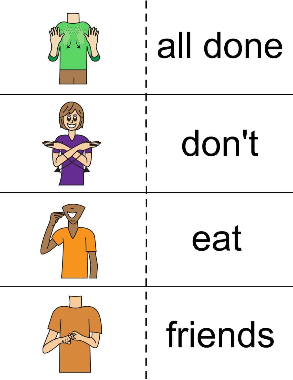 Free PDF Flashcards 50 Common Sign Language Words