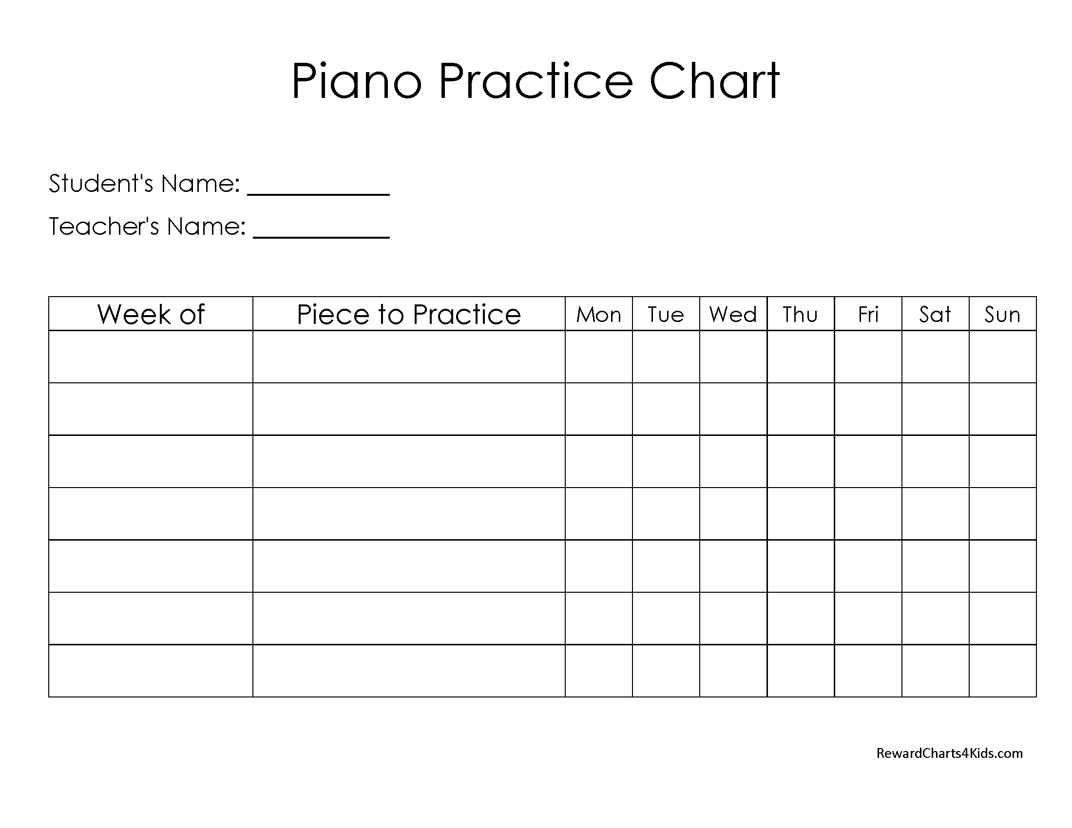 Free Piano Practice Chart Customize Online Then Print At Home Free Piano Practice Chart Customize Online Then Print At Home