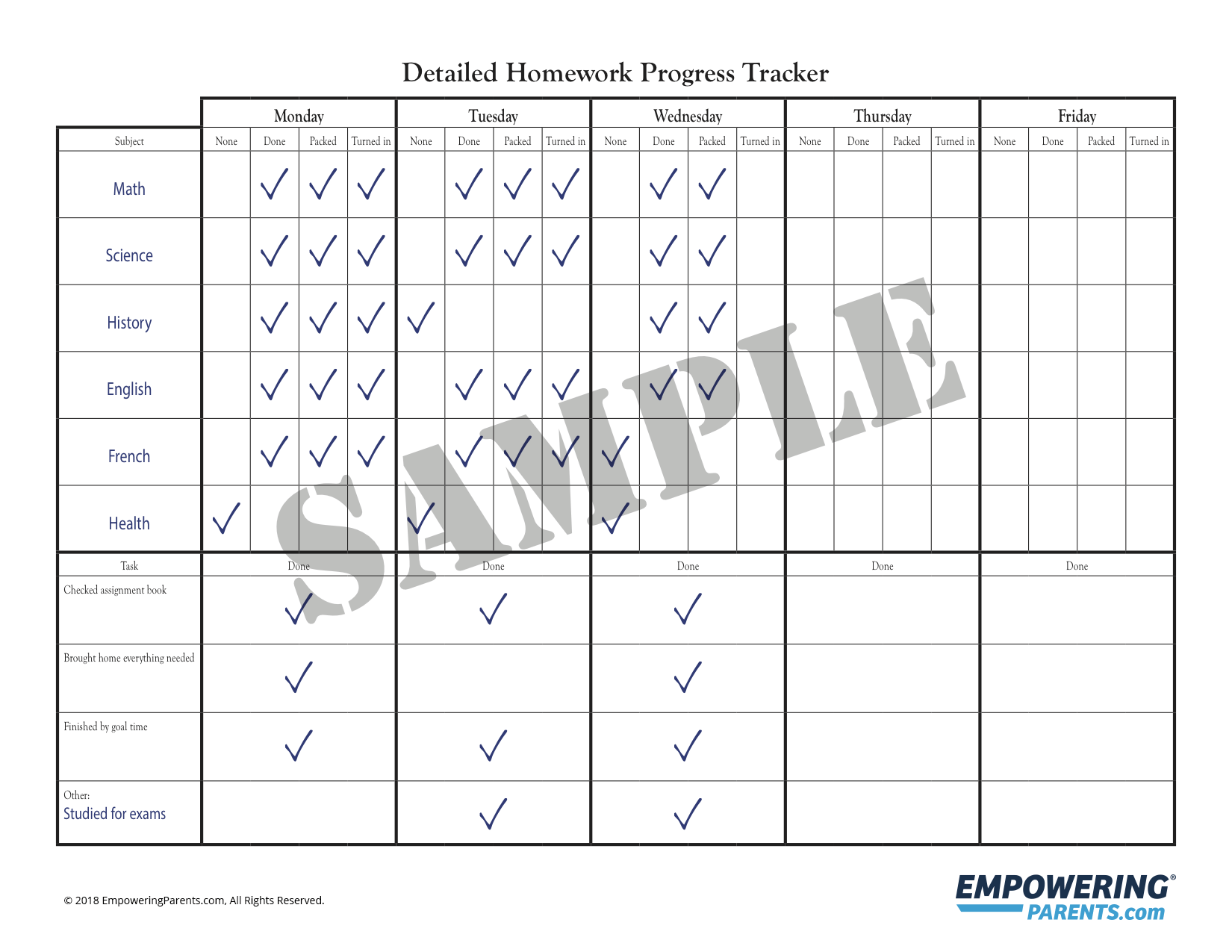 Free Printable Simple Homework Chart Empowering Parents