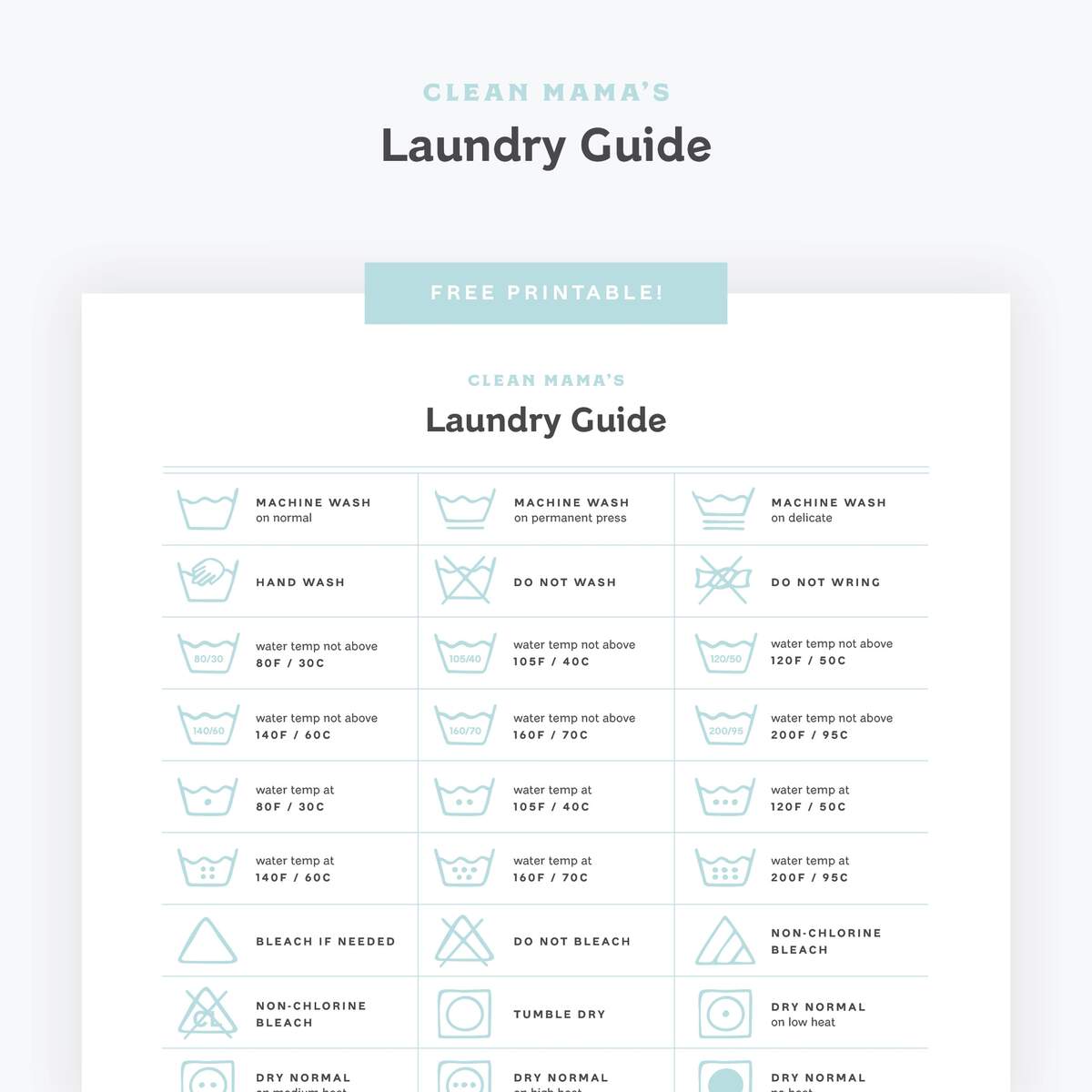 Free Printable Laundry Guide Clean Mama Free Printable Laundry Guide Clean Mama