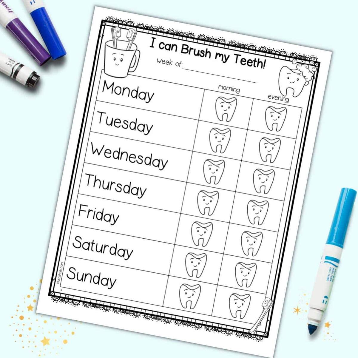 FREE Printable Teeth Brushing Chart For Kids