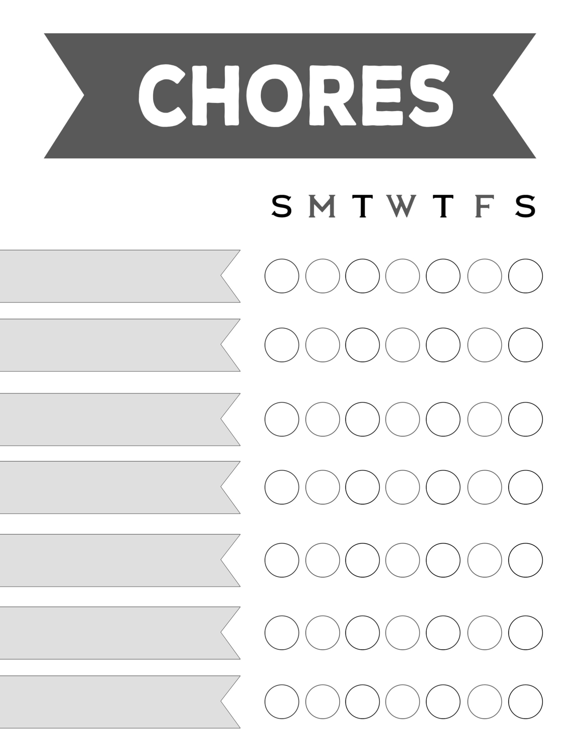 Free Printable Chore Chart PDF Template For Kids