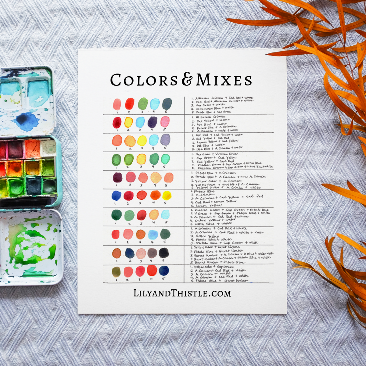 Free Watercolor Color Mixing Guide Lily Thistle Free Watercolor Color Mixing Guide Lily Thistle