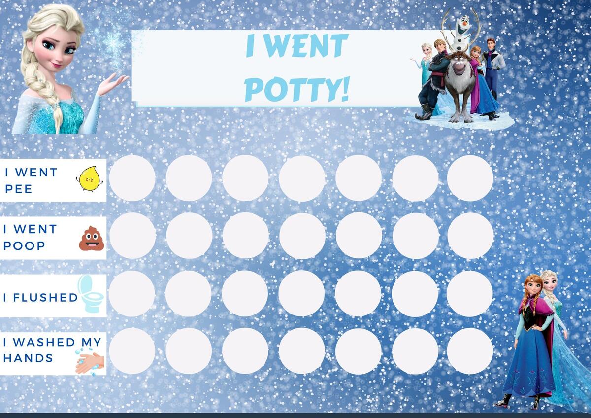 Frozen Potty Training Chart Printable Toilet Training Chart Toileting Reward Chart Instant Download Elsa Reward Chart Etsy