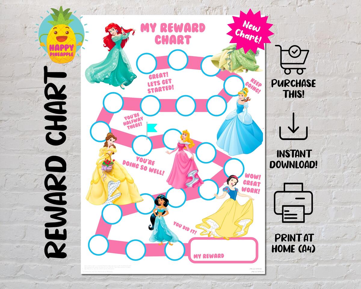 Girls Princess Reward Chart For Kids Chore Chart Behaviour Chart Worksheets Library