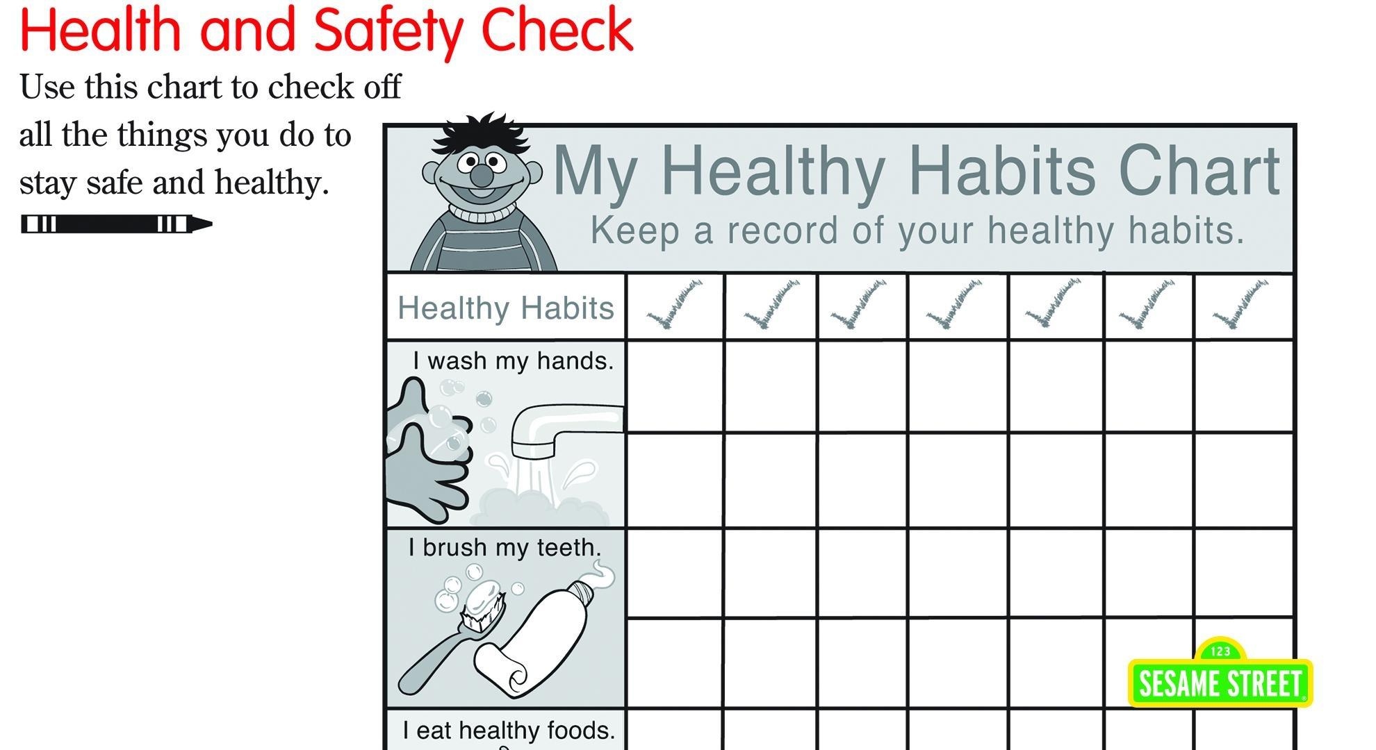 Healthy Living Printables Sesame Street PBS LearningMedia Patient Medical Chart Template In Illustrator PDF Download Template