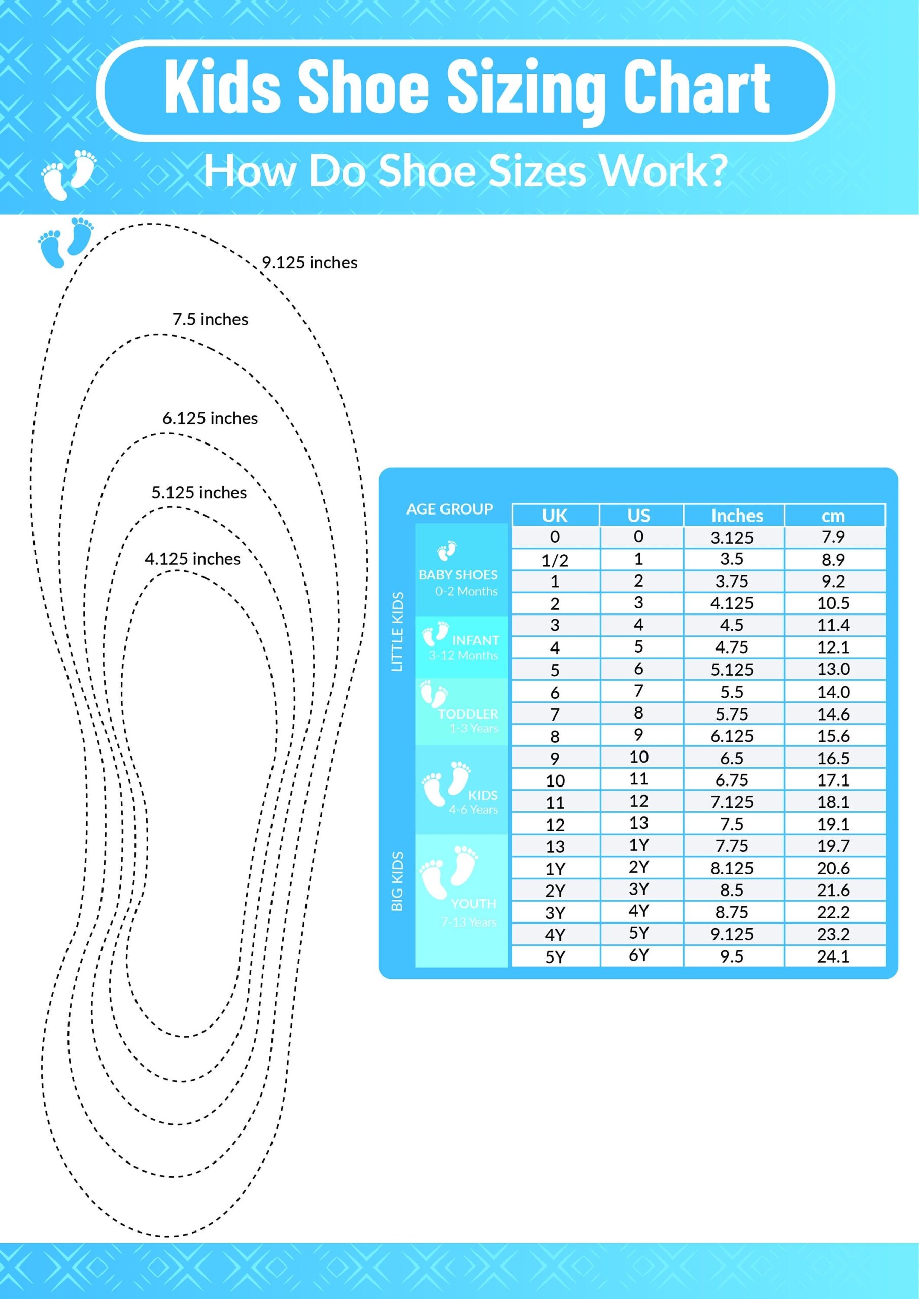 Chart Printable Children Foot Size Printable Infant Shoe Size Kids Shoe Size Chart Cm Child Foot