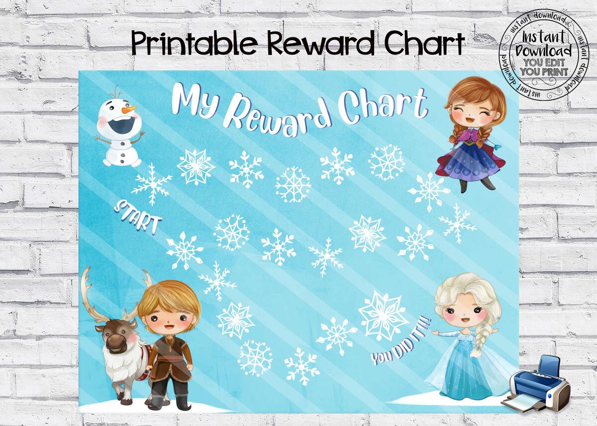 Instant Download Reward Chart Printable Chart Frozen Chart Potty Train Chart Behavior Chart Daily Reward Chart For Kids Routine Chart RW Etsy Israel