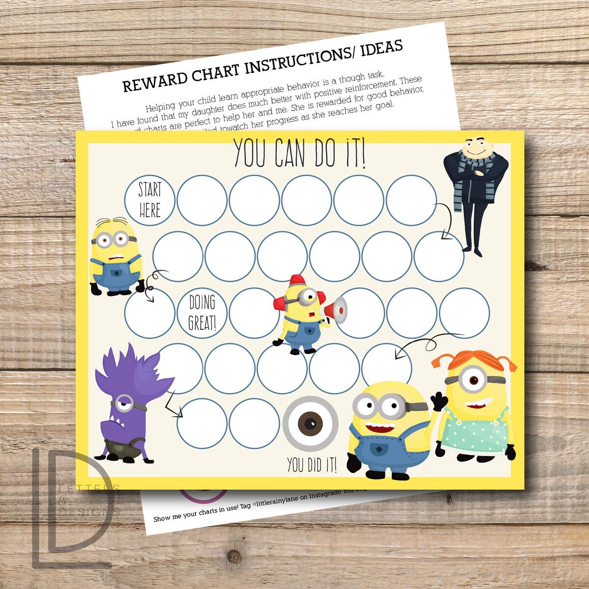 Printable Minions Reward Chart Minions Kids Behavior Chart Instant Download Chart Toddler Reward Chart Kids Game Children Game Etsy