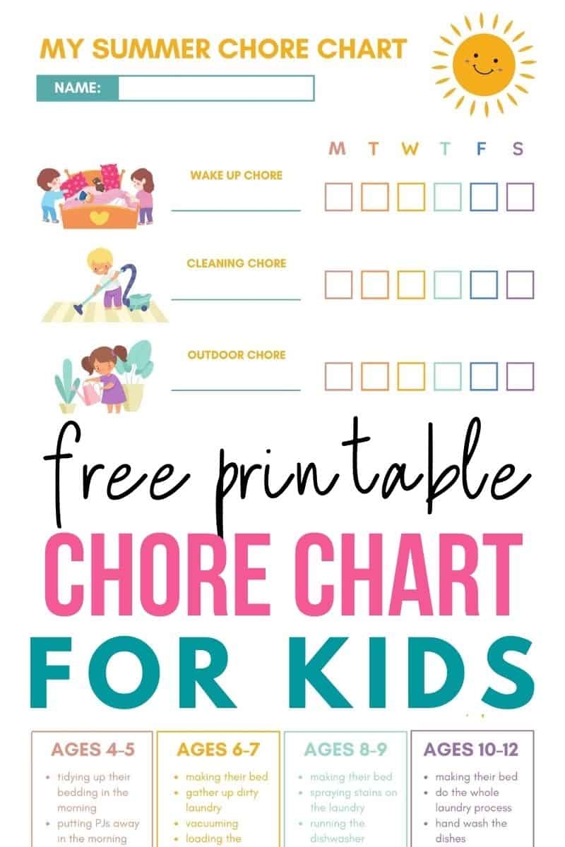 Free Printable Summer Chore Chart 6 Versions Play Party Plan