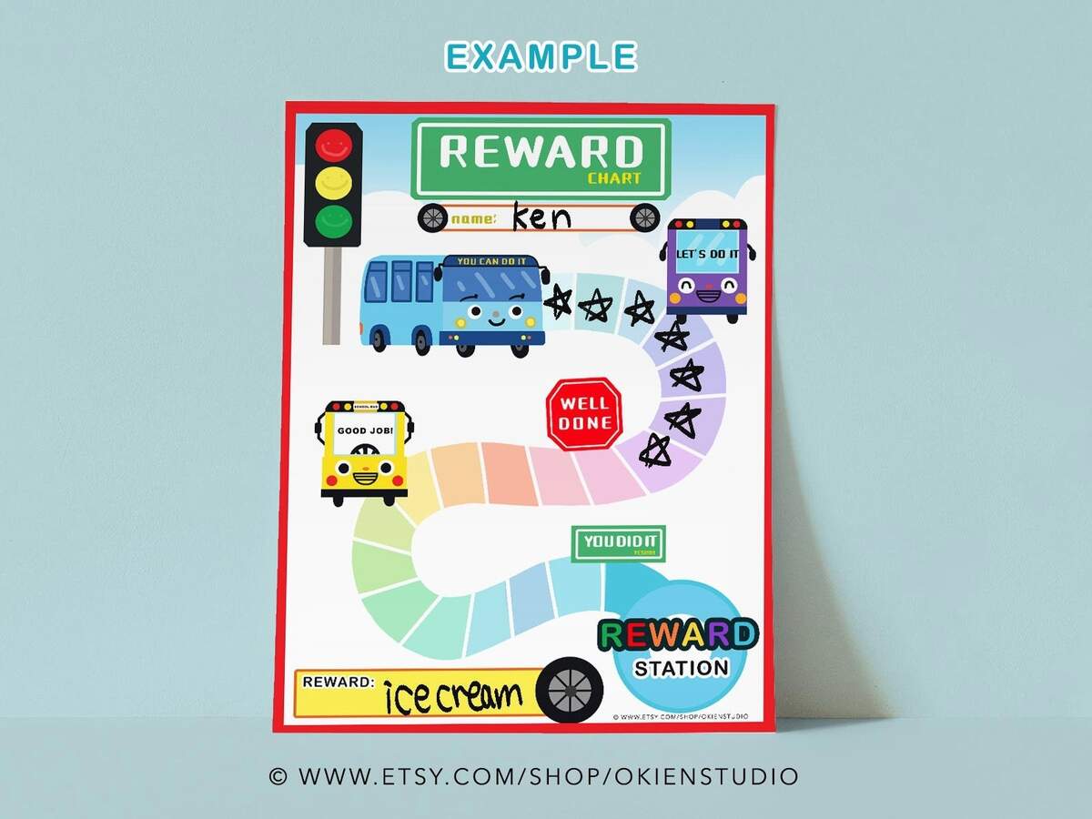 Little Bus Tayo Reward Chart Kids Chore Printable Digital Download Etsy