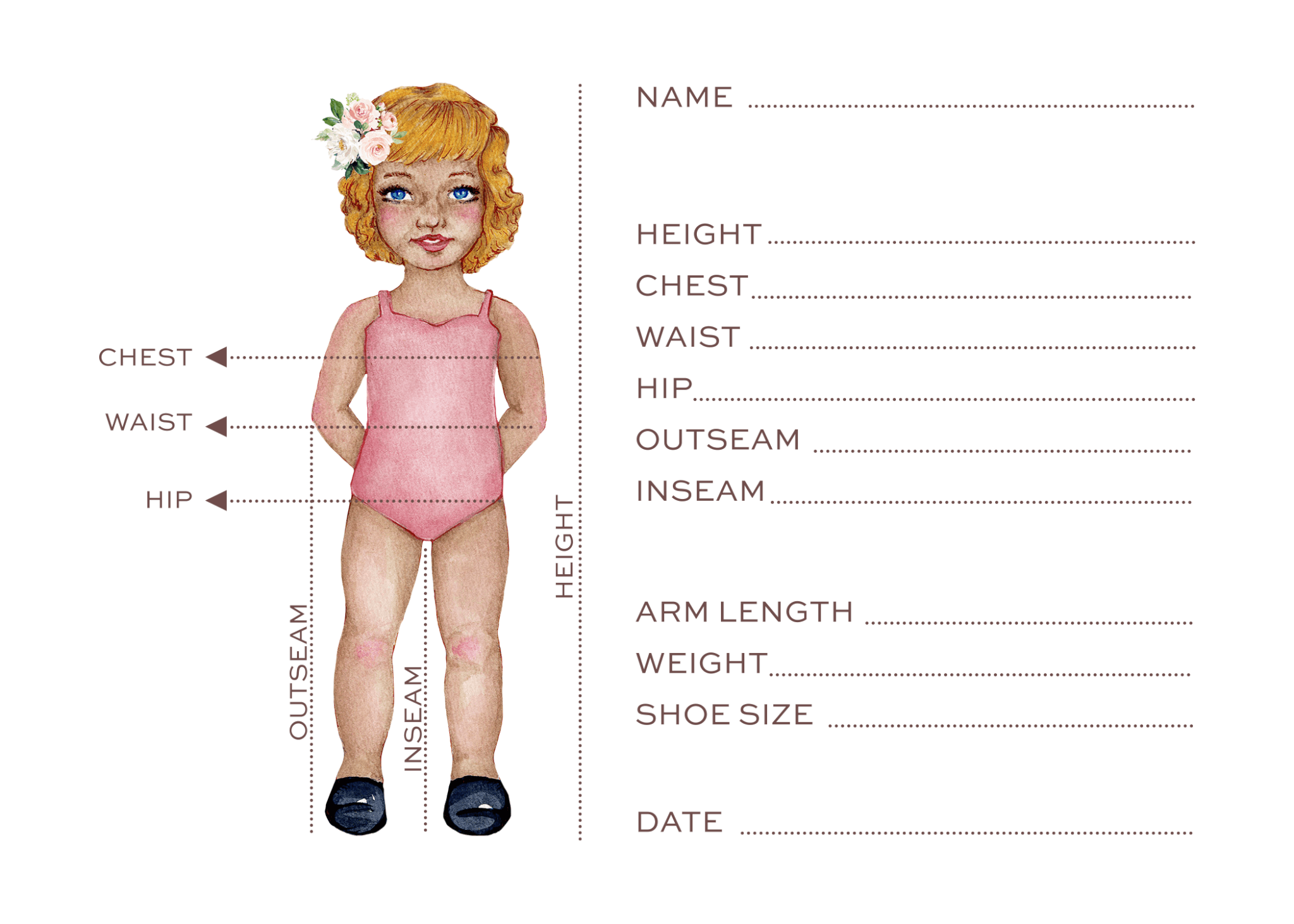 Measurement Chart Record Vintage Little Lady