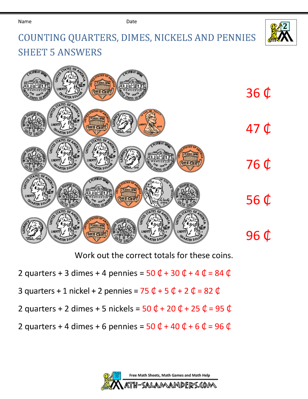 Money Worksheets For 2nd Grade Money Worksheets For 2nd Grade